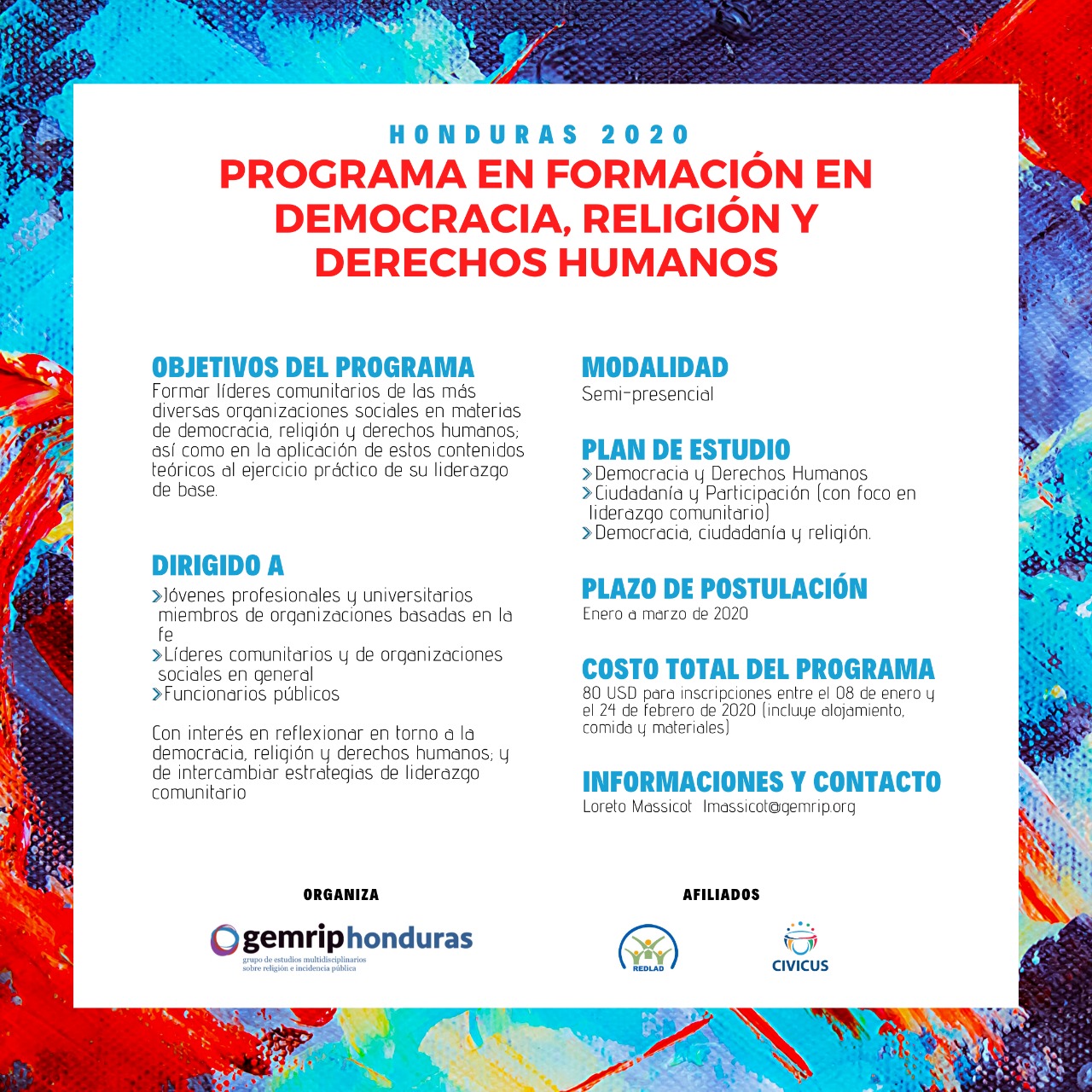 HONDURAS: PROGRAMA DE FORMACIÓN EN DEMOCRACIA, RELIGIÓN Y DERECHOS HUMANOS